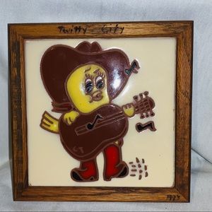 Rare 1973 Handpainted Twitty City Tweety Bird Tile